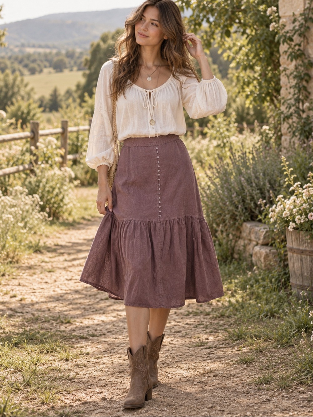 April Cornell for Modern Prairie Brown Cotton Homestead Corduroy Skirt XXL NWT
